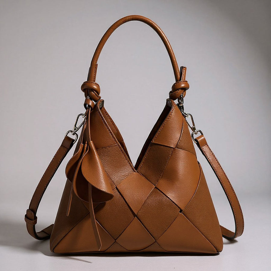 Sloane Woven Shoulder Bag in Sienna Brown