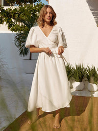 Sofia Casual Linen Dress with Belted and Fitted
