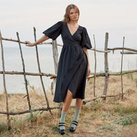 Sofia Casual Linen Dress with Belted and Fitted in White
