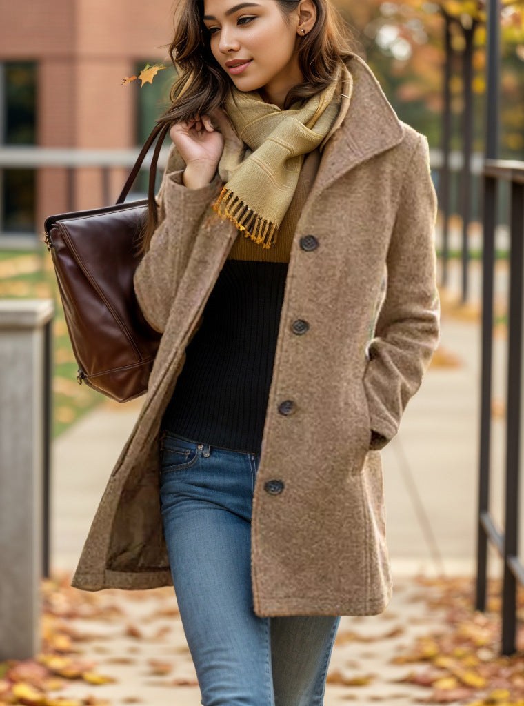 Sofia Elegant Coat in Khaki