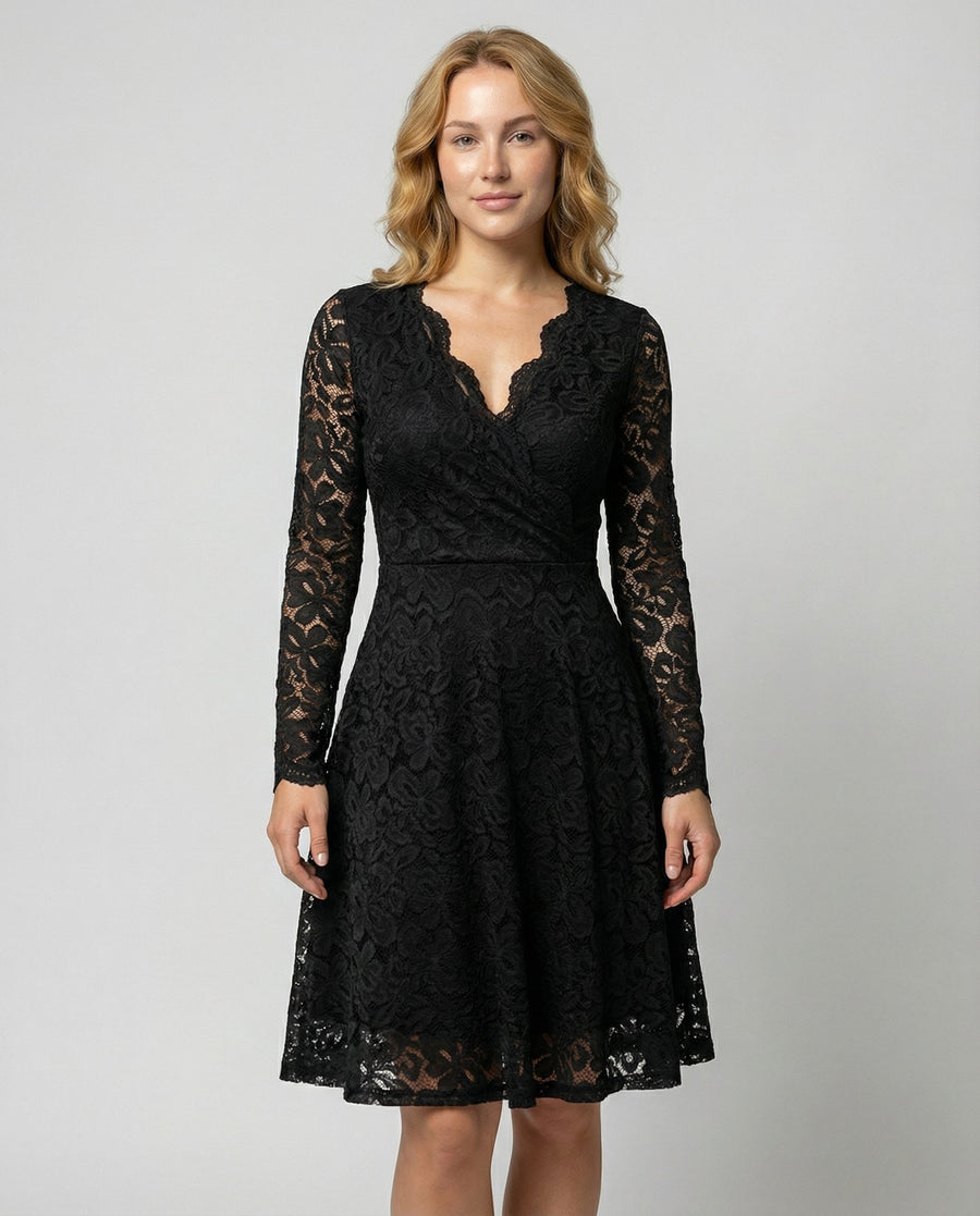 Sofia Elegant Lace Dress in Black