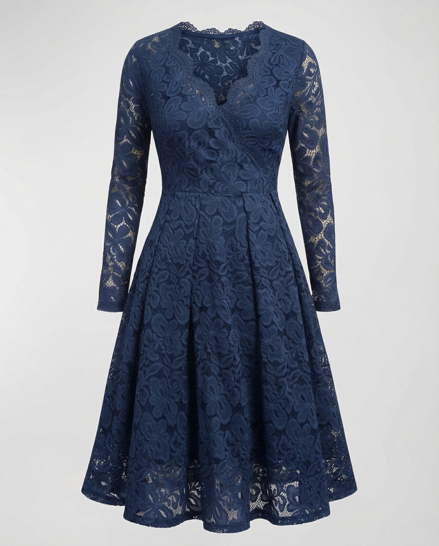 Sofia Elegant Lace Dress in Blue
