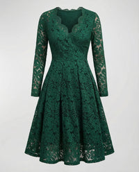 Sofia Elegant Lace Dress in Green