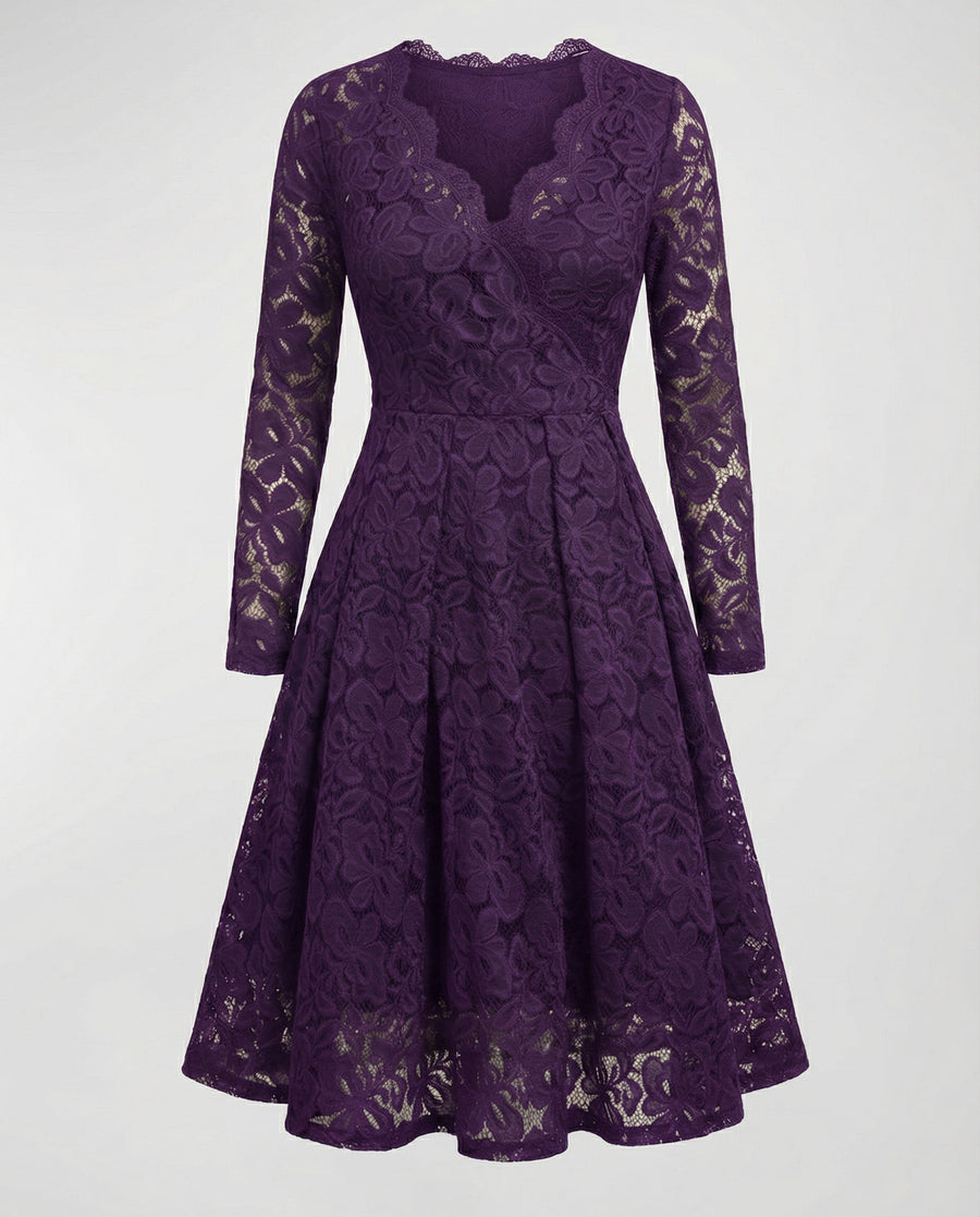 Sofia Elegant Lace Dress in Purple