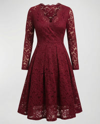 Sofia Elegant Lace Dress in Red