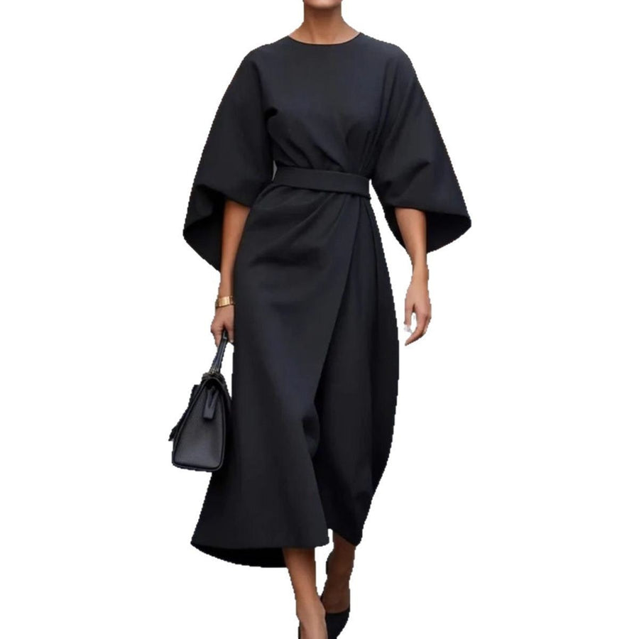 Sofia Elegant Maxi Dress with Belted in Ziegelrot
