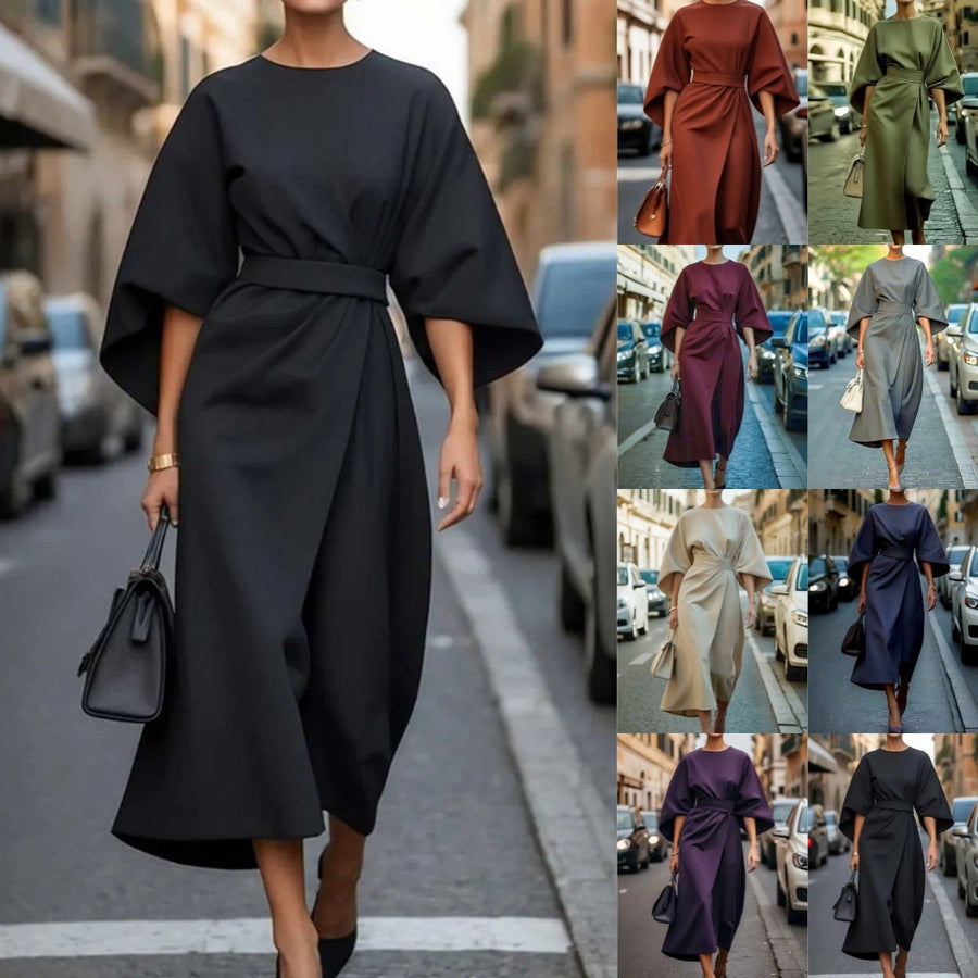 Sofia Elegant Maxi Dress with Belted