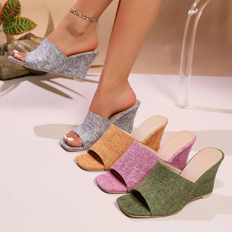 Solara Block Heel Mules in Beige