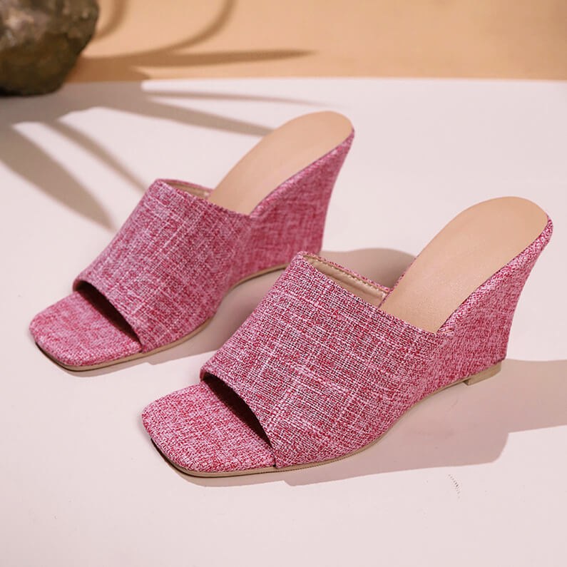 Solara Block Heel Mules in Rose Pink