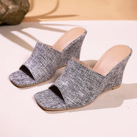 Solara Block Heel Mules in Slate Gray