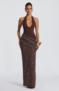 Joy Maxi Dress – Plum Brown