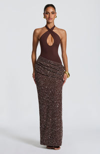 Joy Maxi Dress – Plum Brown
