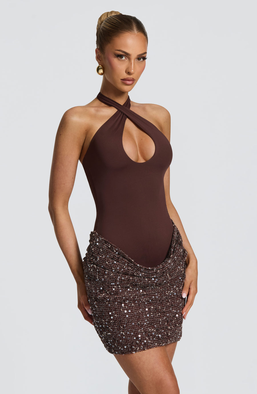 Joy Mini Dress – Plum Brown