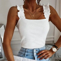 Solea™ Delightful Ruffled Summer Top in White