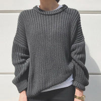 Solene Casual Knit Sweater with Oversized in Grey
