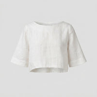 Solene Casual Linen Top in White