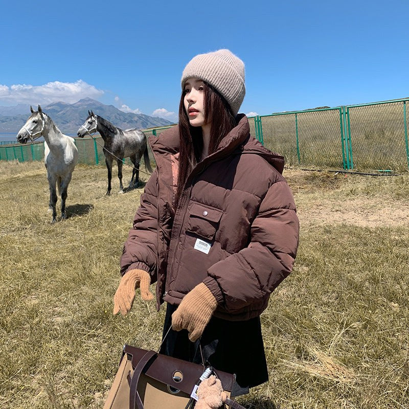 Solene Jacket with Pockets and Hood in Coffee
