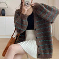 Solene Knit Cardigan with Puff Sleeve and Button Front