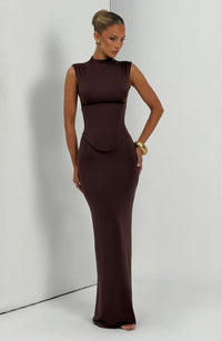 Mabel Maxi Dress – Plum Brown