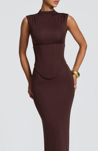 Mabel Maxi Dress – Plum Brown