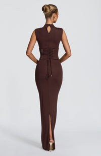 Mabel Maxi Dress – Plum Brown
