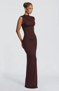 Mabel Maxi Dress – Plum Brown