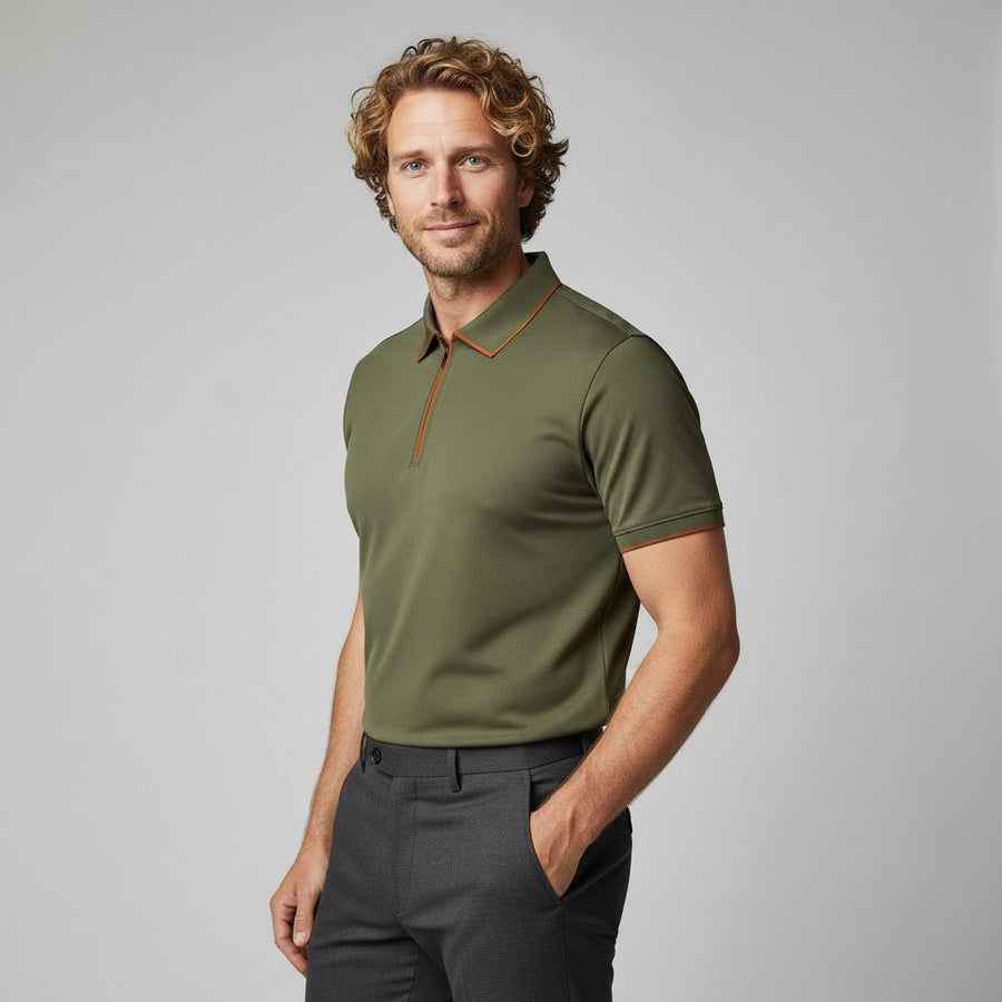 Solomon Slim Fit Polo in Army Green
