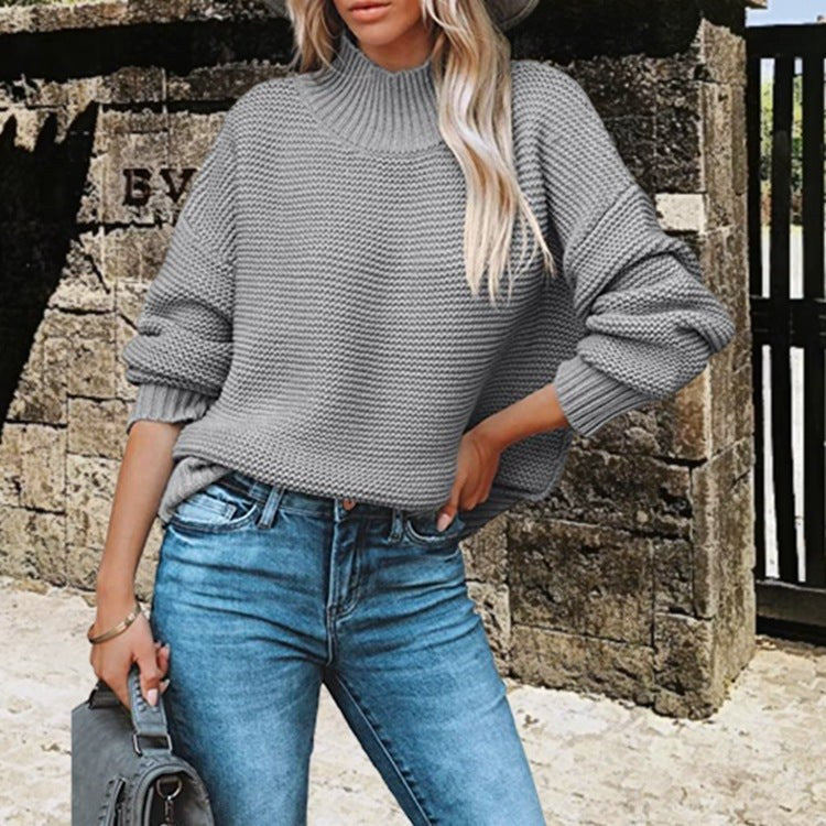 Sonia Casual Knit Sweater in Light Grey