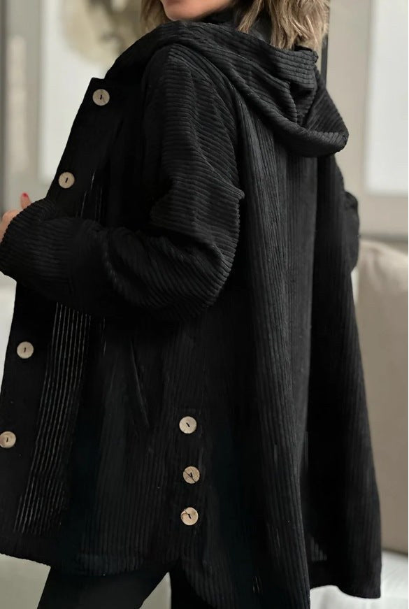 Sonia Coat with Button Front in Black
