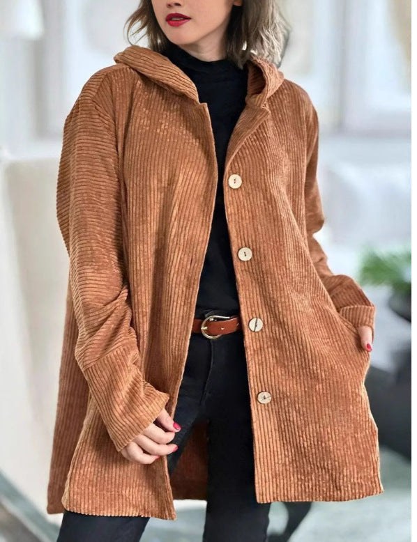Sonia Coat with Button Front in Light Brown