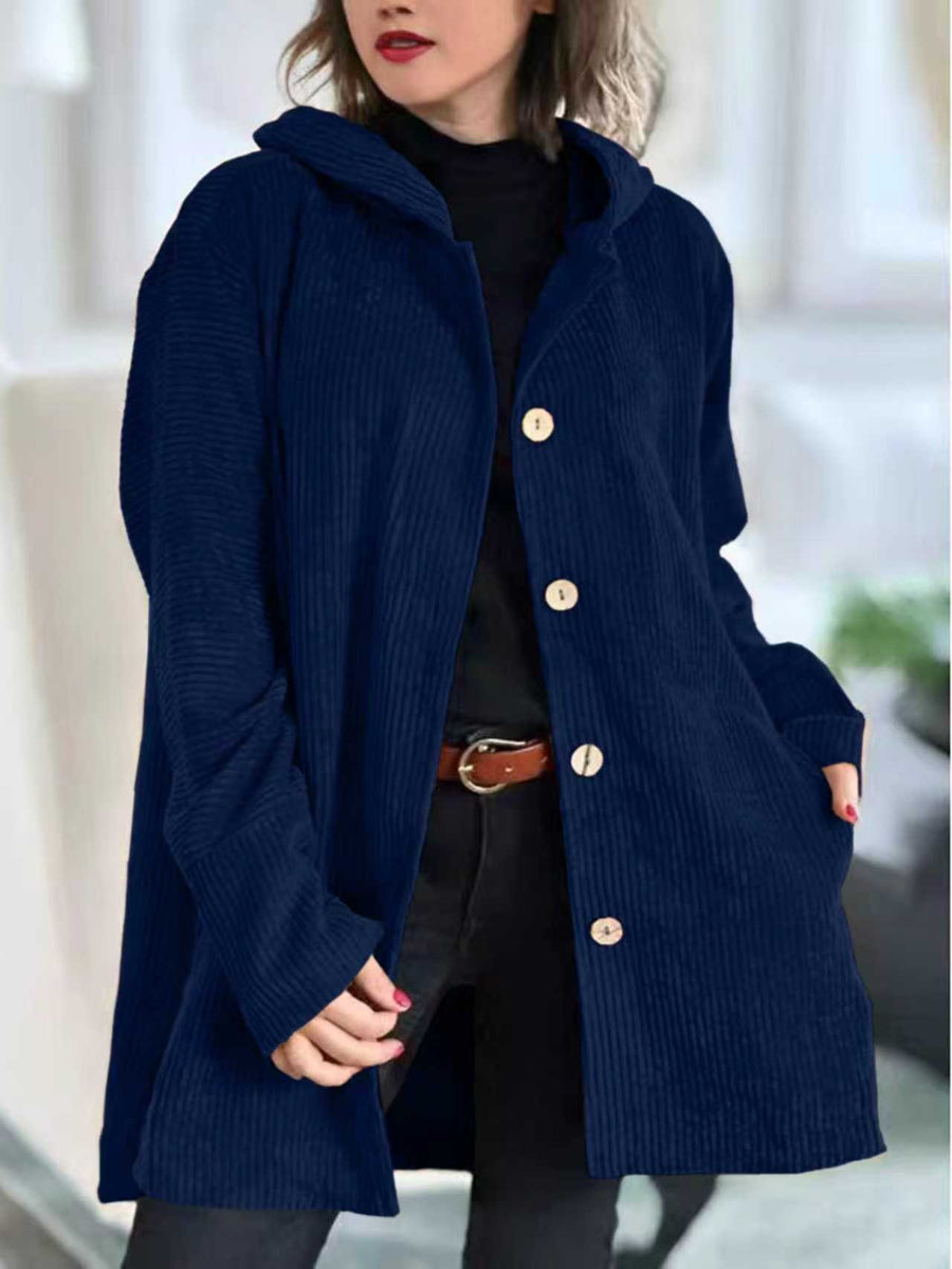 Sonia Coat with Button Front in Navy