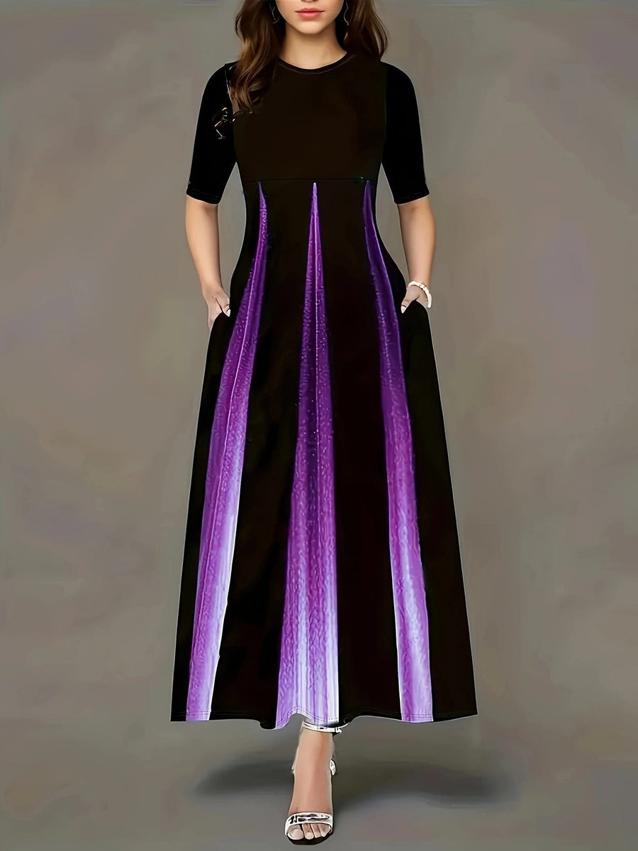 Sonia Elegant Maxi Dress with Pockets in Blue