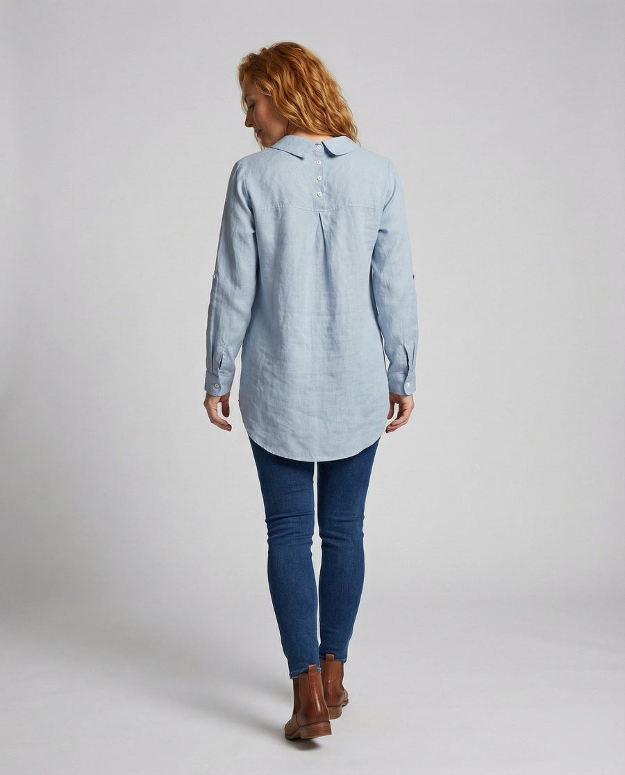 Sonja Linen Shirt with Chest Pocket