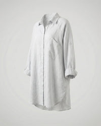 Sonja Linen Shirt with Chest Pocket in White