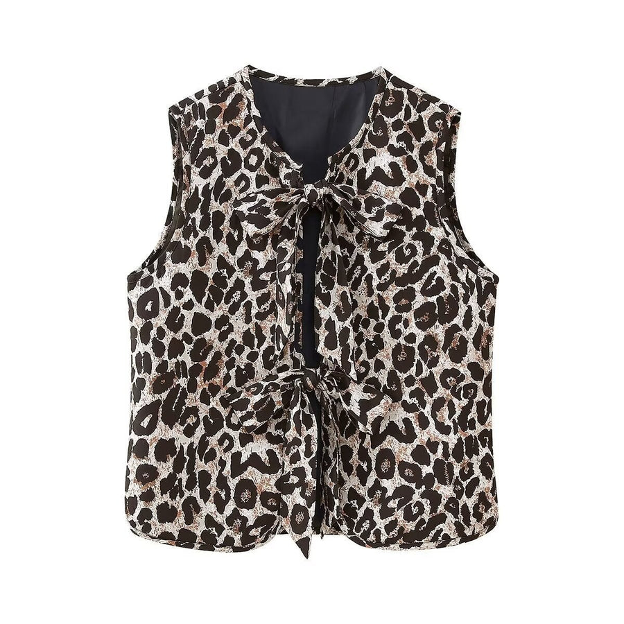 Sonja Top with Sleeveless in Leopard Print