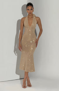 Leah Midi Dress – Gold