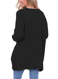 Sophie Casual Knit Cardigan with Pockets in Black