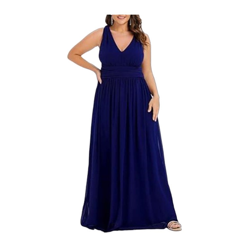 Sophie Elegant Maxi Dress with V-Neck in Blue