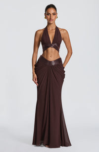 Isabelle Maxi Skirt in Plum Brown