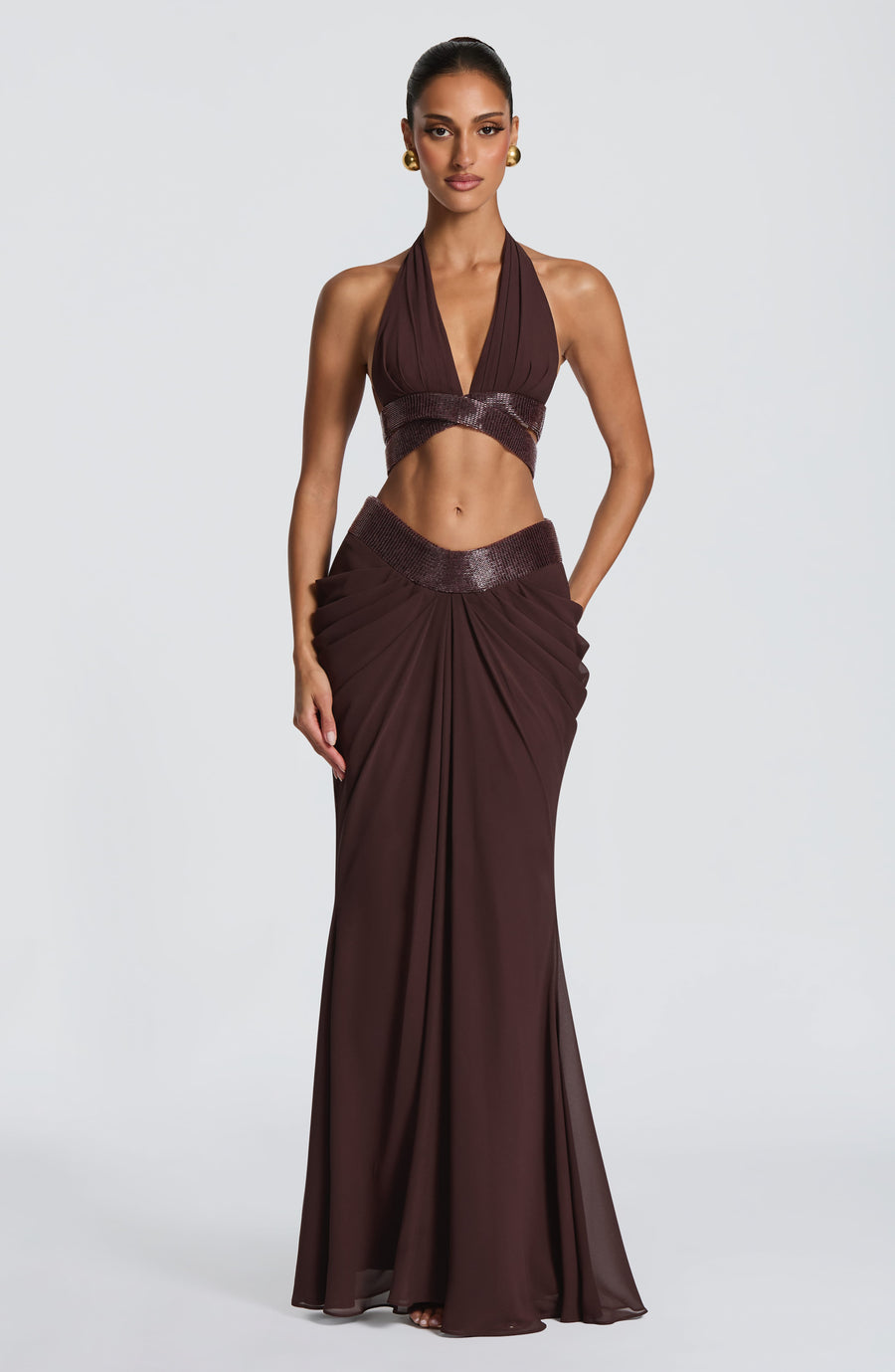 Isabelle Maxi Skirt in Plum Brown