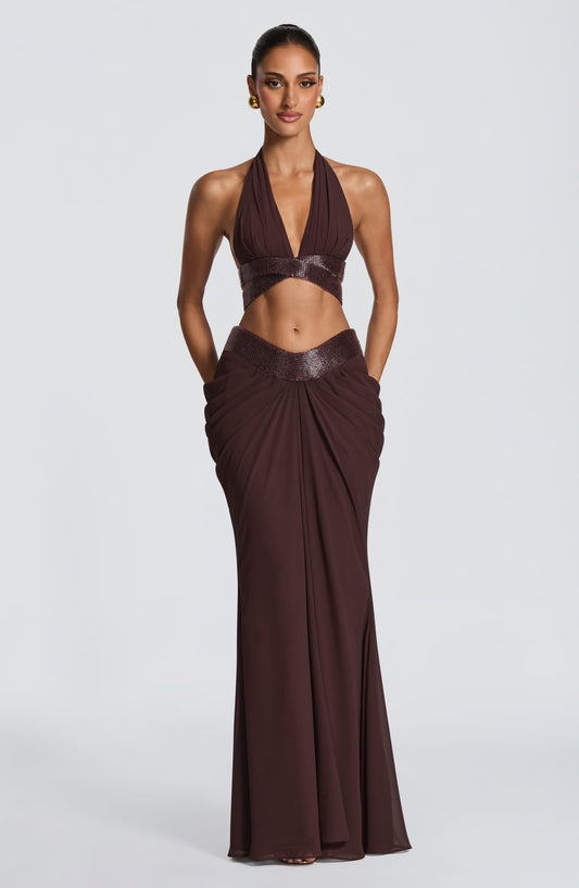 Isabelle Maxi Skirt - Plum Brown