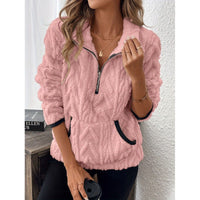 Sophie Sweater with Zip Front in Pink