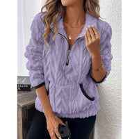 Sophie Sweater with Zip Front in Purple