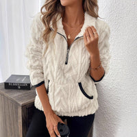 Sophie Sweater with Zip Front in White