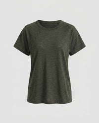 Soraya Casual Linen T-Shirt in Olive