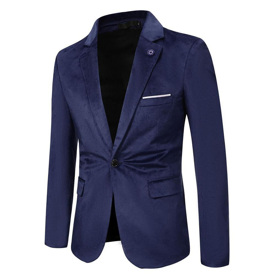 Soraya Elegant Velvet Blazer in Navy