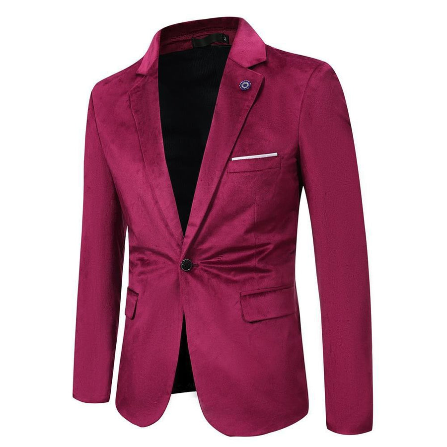 Soraya Elegant Velvet Blazer in Red