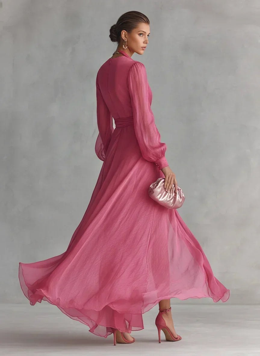 Sorelle Women's Chiffon Wrap Maxi Dress