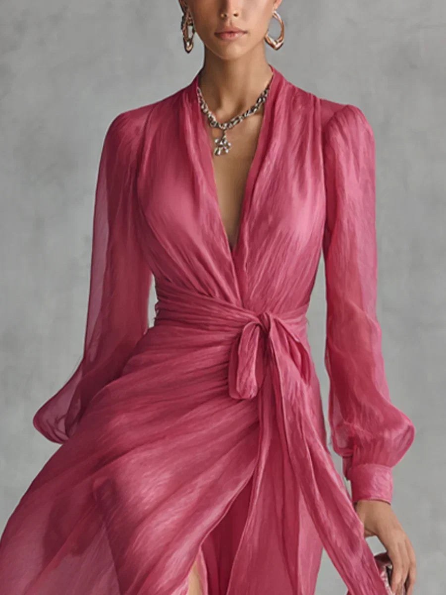 Sorelle Women's Chiffon Wrap Maxi Dress