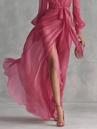 Sorelle Women's Chiffon Wrap Maxi Dress